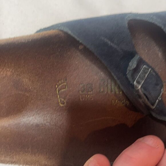 Birkenstock Florida Three-Strap Navy Leather Sandal Shoes. Size 38 (7/7.5). - Picture 4 of 7